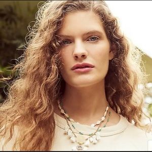 Flower and Pearl Necklace layered tassel J Crew